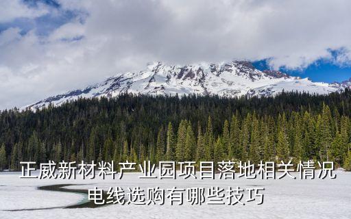  正威新材料產(chǎn)業(yè)園項目落地相關情況電線選購有哪些技巧