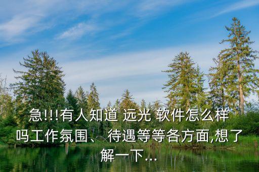 急!!!有人知道 遠光 軟件怎么樣嗎工作氛圍、 待遇等等各方面,想了解一下...
