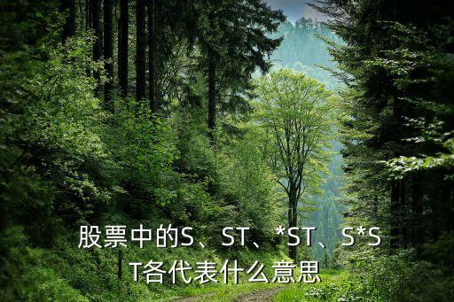  股票中的S、ST、*ST、S*ST各代表什么意思